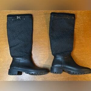 DKNY Rain Boots Cascade Black Womens US 6.5 UK 37 Y2K Outdoors Goulashes Wellies